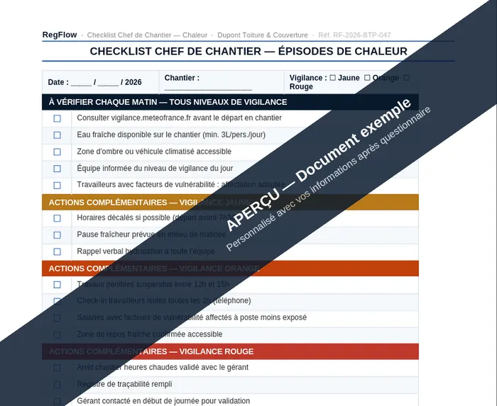 Checklist chef chantier