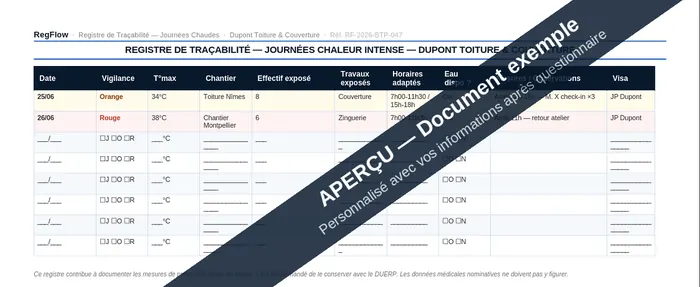 Registre traçabilité